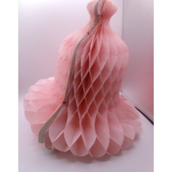 Lot of 5 Vintage Pink Honeycomb Bell Pink Paper Wedding Bells Decorations tissue - Picture 8 of 10